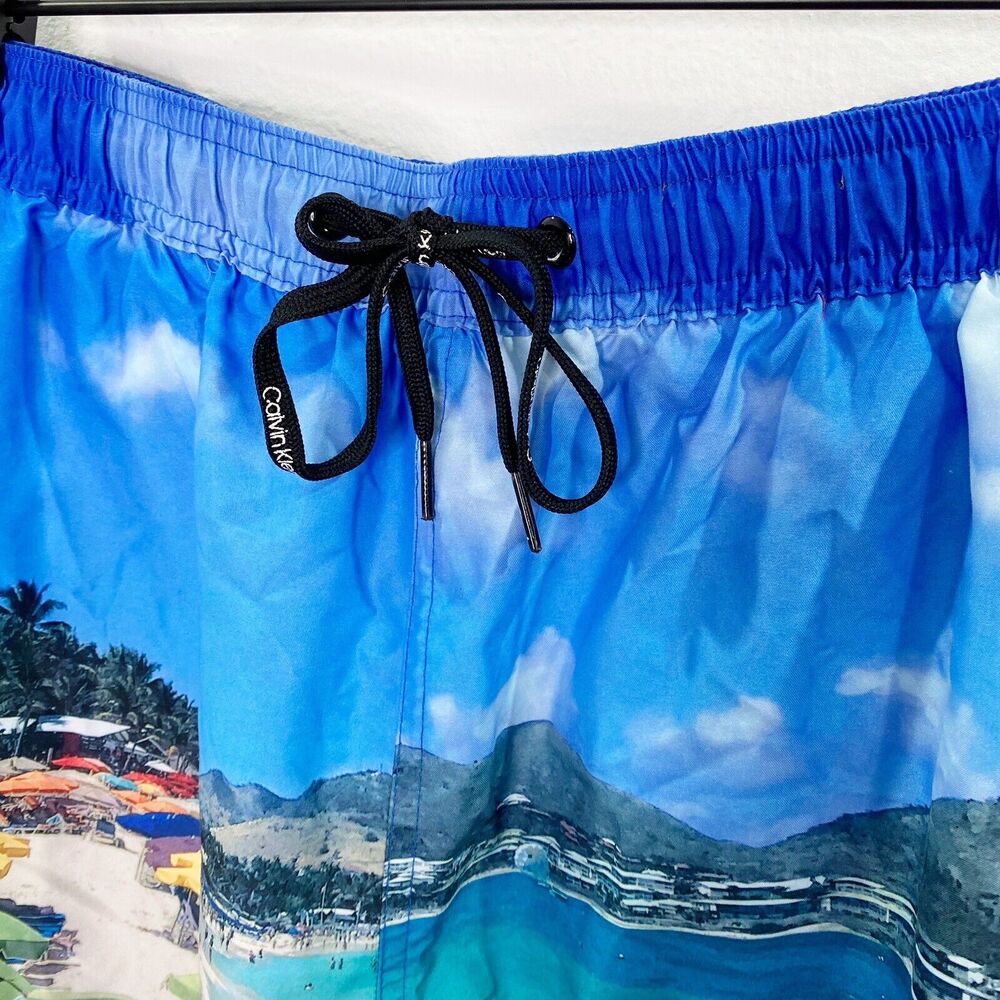 Calvin Klein Mens Size Large Swimwear Blue St. Martin Swim Shorts Pockets - Picture 7 of 14